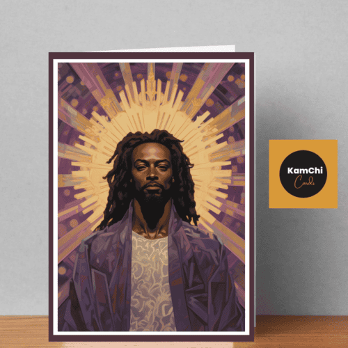 Black Jesus Purple Greeting Card