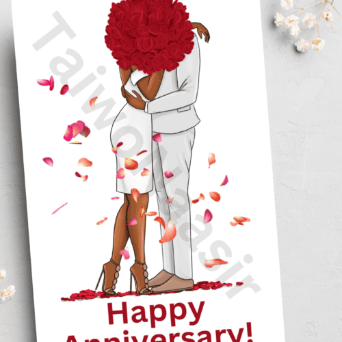 Anniversary card - couple/petals