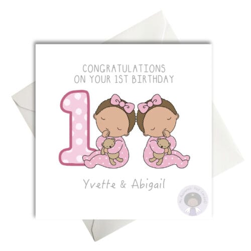 1st first birthday mixed heritage twin girls