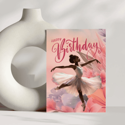 Raya Ballerina Afro Birthday Card