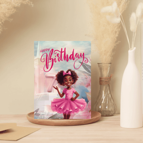 Ballerina dreams Birthday Card for age 5, 6 and 7 - 7