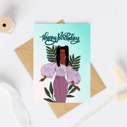 Afro Tamara Pastel Birthday Card