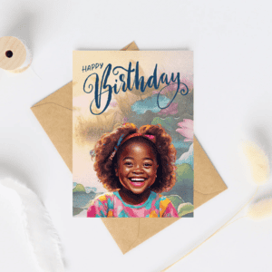 🎉 "Curly Crown Celebration" Birthday Card 🎉