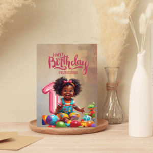 👑 "Princess's First Afro Adventure" Birthday Card 👑