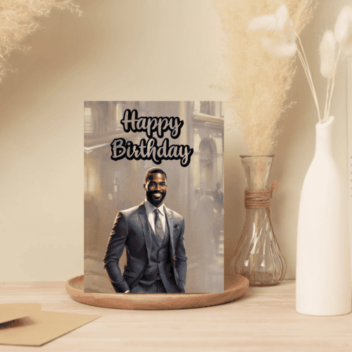 🎉 "Distinguished Gent" Birthday Card for Black Men 🎉