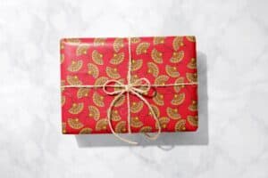 Red and Gold Ankara Fan Gift Wrap 1 Metre Roll