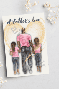 Father's day card - Father with daughters