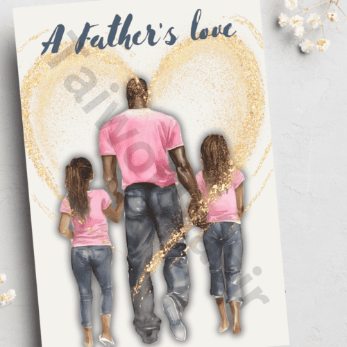 Father's day card - Father with daughters