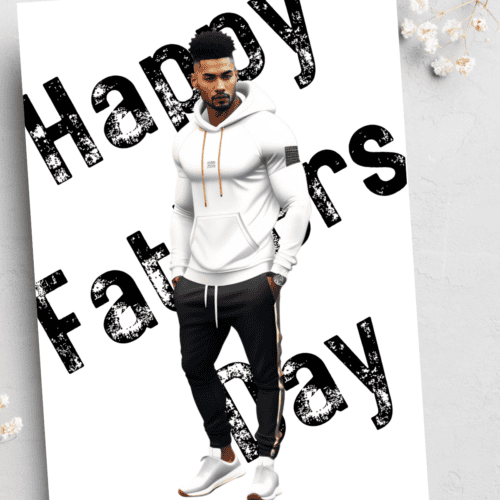 Father's Day card - white hoodie