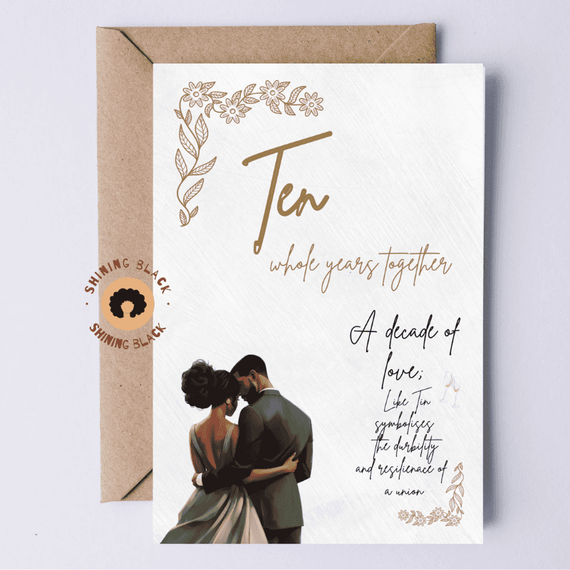 Wedding Anniversary Milestone Cards - Variable, Black couple designs - Image 2