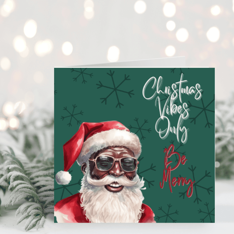 Black Santa Christmas Card - Personalised Card - Image 3