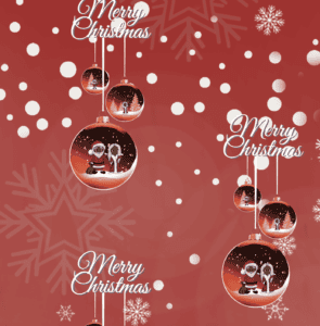 Red Christmas Bauble Black Santa & Mrs Claus Wrapping Paper (2 Sheets)
