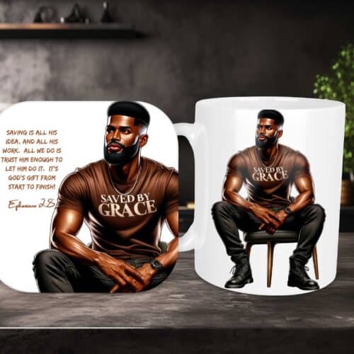 Saved By Grace, 11oz Mug & Coaster Set, Christian Mug, Christian Coaster