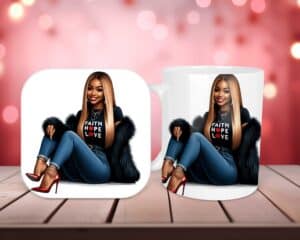 Faith Hope Love (black) Mug & Coaster Set