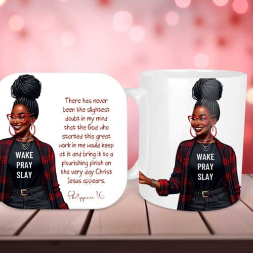 Wake Pray Slay (red) Mug & Coaster Set