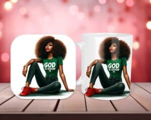 God Is Good (green) Mug & Coaster Set