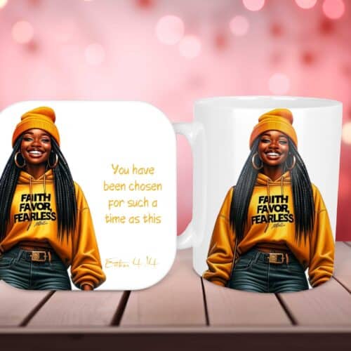 Faith Favor Fearless (yellow) Mug & Coaster Set