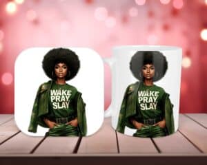 Wake Pray Slay (green) Mug & Coaster Set