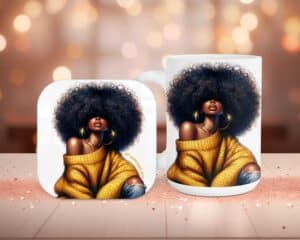 Who I Am, 15oz Mug & Coaster Set (yellow), Christian Mug, Christian Coaster
