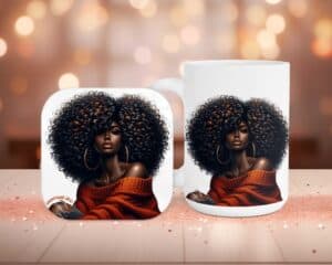 Who I Am, 15oz Mug & Coaster Set (orange2), Christian Mug, Christian Coaster