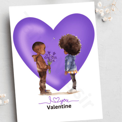 Valentines Card - Boy with flowers