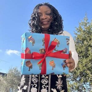 Multi Headwrap gift wrap on blue background- 2 sheets