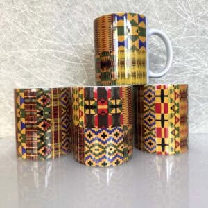 Set of 4 kente mugs, with optional coasters