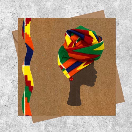Multi kente 3d headwrap fabric cards - 2 styles - personalised for any occasion