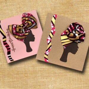 Pink and gold 3D headwrap fabric cards, personalised for any occasion