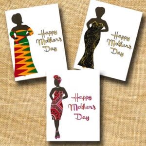 Mothers Day queen card for a mum in an African fabric dress