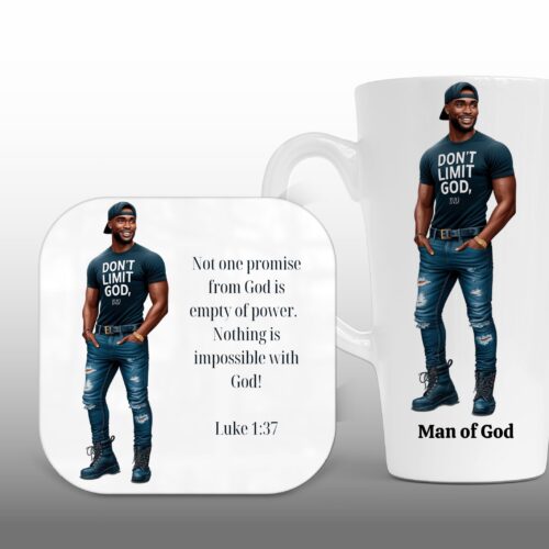 Latte Mug & Coaster Set, Christian Latte Mug & Coaster (Luke 1.37-B)