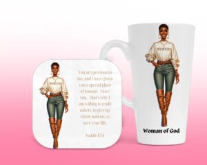 Worthy, Christian Latte Mug & Coaster Set, Christian Mug, Christian Coaster