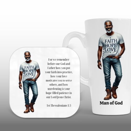Latte Mug & Coaster Set, Christian Latte Mug & Coaster (1 Thess 1.3-M)