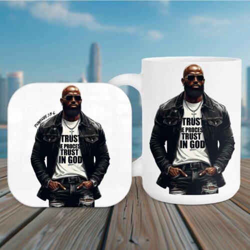 Trust In God 15oz Mug & Coaster Set, Christian Mug, Christian Coaster