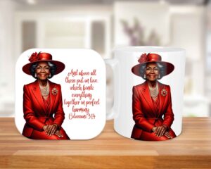 Put On Love, 11oz Mug & Coaster Set, Christian Mug, Christian Coaster