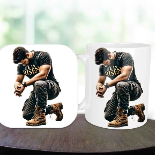 He is Risen, 11oz Mug & Coaster Set, Christian Mug, Christian Coaster