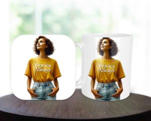 Rejoice Always, 11oz Mug & Coaster Set, Christian Mug, Christian Coaster