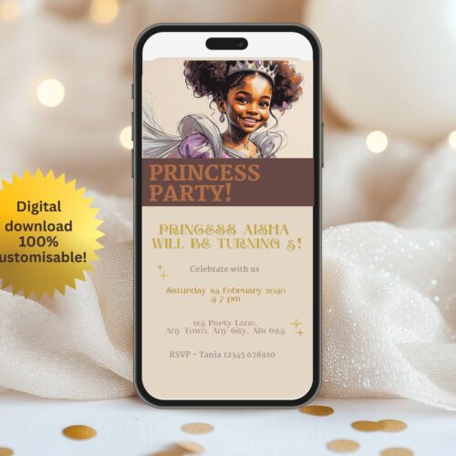 Editable Princess Birthday Party e-invite