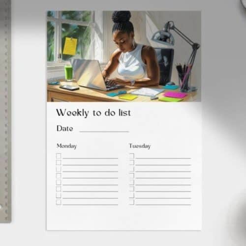 Digital Weekly to do list A4