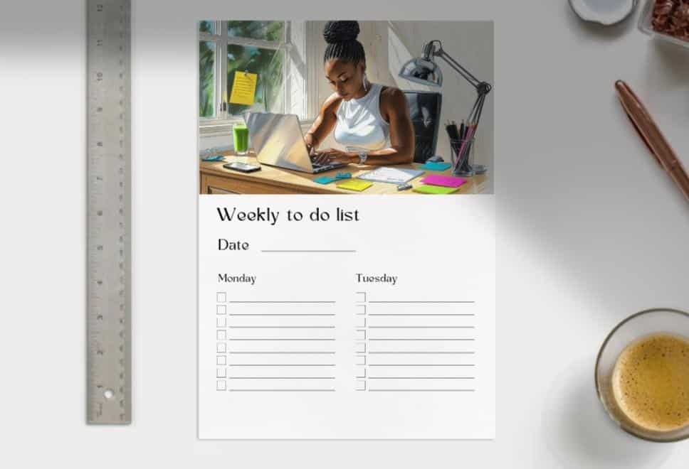 Digital Weekly to do list A4