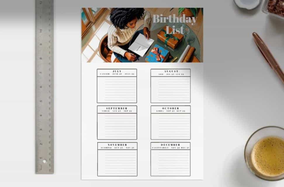 Digital Birthday List A4 - Image 2