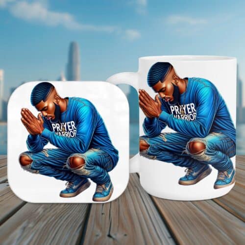 Prayer Warrior, 15oz Mug & Coaster Set, Christian Mug, Christian Coaster
