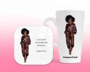 Purpose (BW), Latte Mug & Coaster Set, Christian Mug, Christian Coaster