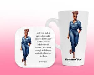 A Proven Help, Latte Mug & Coaster Set, Christian Mug, Christian Coaster