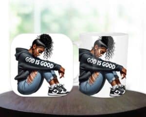 God is Good, 11oz Mug & Coaster Set, Christian Mug, Christian Coaster