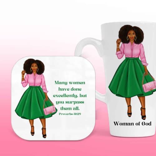 Excellence, Latte Mug & Coaster Set, Christian Mug, Christian Coaster