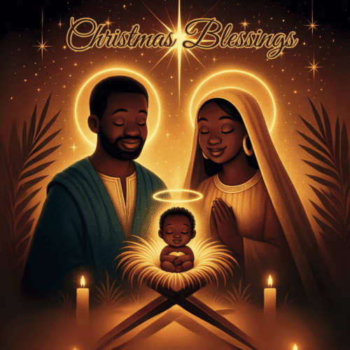 Christmas Blessings Nativity Card – Inclusive Holy Family Christmas Card | Religious Christmas Greeting | Christian Card