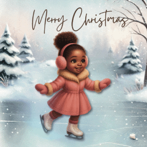 Sienna skates | Merry Christmas Card – Inclusive Winter Design | Cute Festive Greeting | My Sprinkles of Love