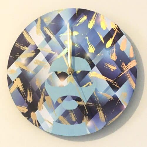 Afro Man Clock - blue dazzle