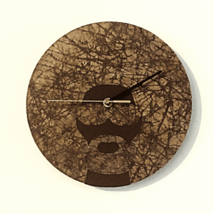 Afro Man Clock - brown wax print
